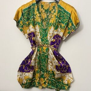 Elegant Women's Green and Gold Blouse